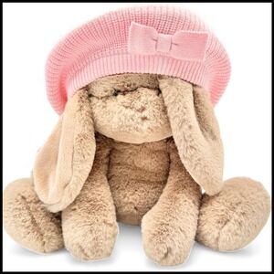 Janie & Jack Snowdrift 2021 Baby Girl Pink Knit Sweater Beret Hat 12-24M NWT Bow